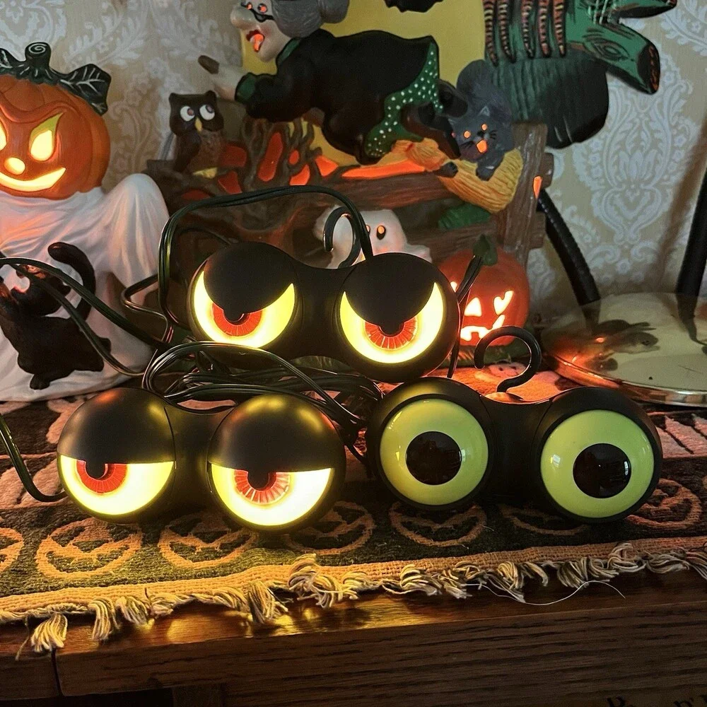 VTG 90s Peep n Peepers Halloween Light Set 3 Spooky Flash Eyes Open Box NIP Work
